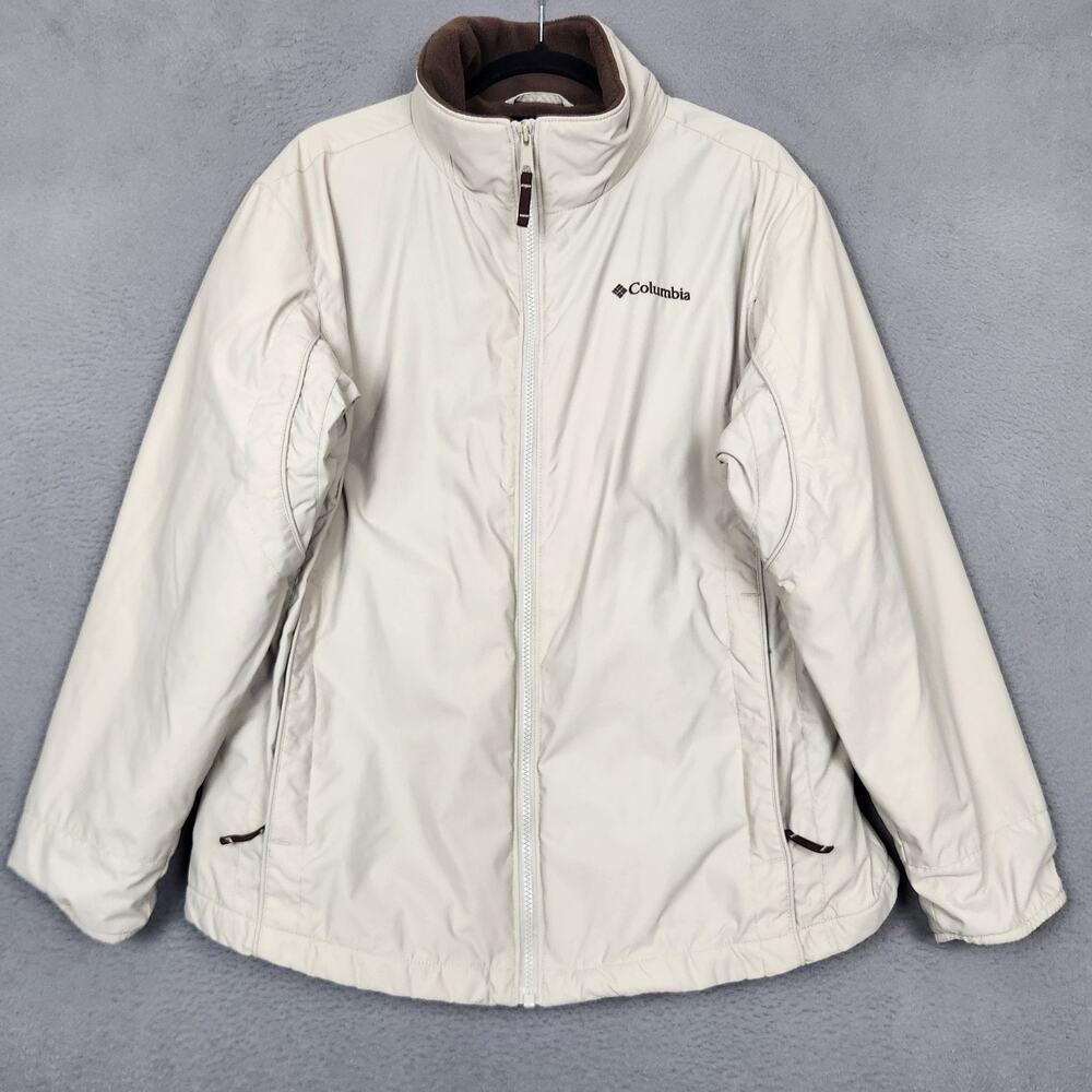 Columbia Jacket Womens Large Beige Fleece Lined Full Zip Insulated Outdoor